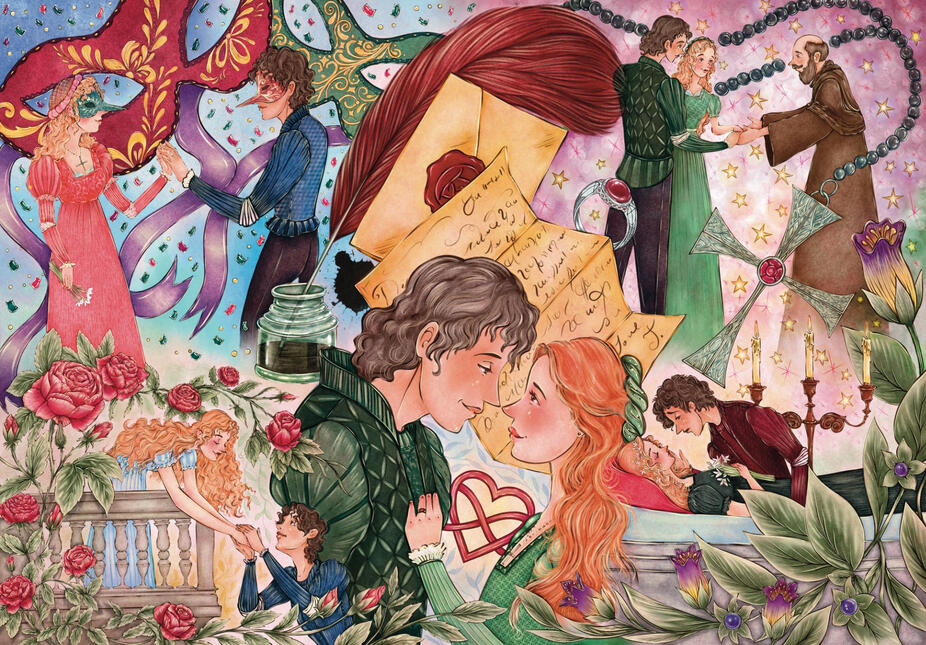 Romeo and Juliet Illustration for Mosaic Puzzles