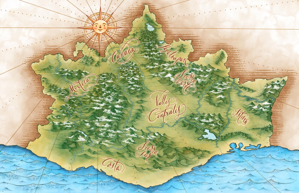 Oaxaca Illustration Map for Inprnt